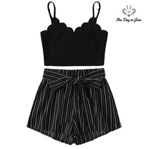 MakeMeChic Summer Cami Crop Top with Shorts Size XS